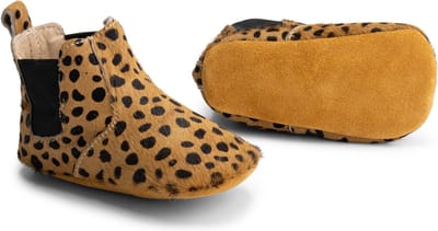 Supercute enkellaarsjes Chelsea boots dierenprint bruin met zwarte stip 6 12 maanden mat 19