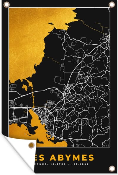 Muurdecoratie Plattegrond - les Abymes - Stadskaart - Frankrijk - Kaart - 120x180 cm - Tuinposter - Tuindoek