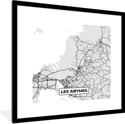 Fotolijst incl. Poster - Les Abymes - Plattegrond - Frankrijk - Kaart - Stadskaart - 40x40 cm - Posterlijst