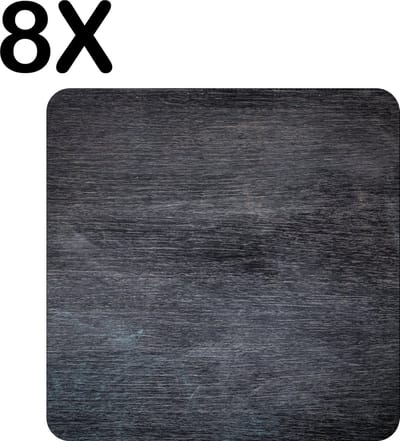 Luxe Placemat - Krijt Uitgeveegd op Schoolbord - Set van 8 Placemats - 50x50 cm - 2 mm dik Vinyl - Anti Slip - Afneembaar