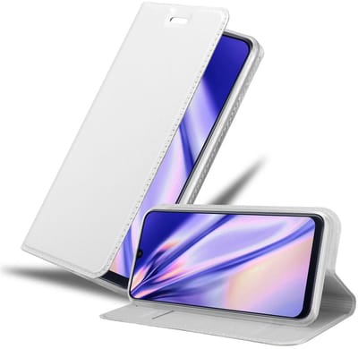 Cadorabo Hoesje geschikt voor Samsung Galaxy M31 in CLASSY ZILVER - Beschermhoes met magnetische sluiting, standfunctie en kaartvakje Book Case Cover Etui