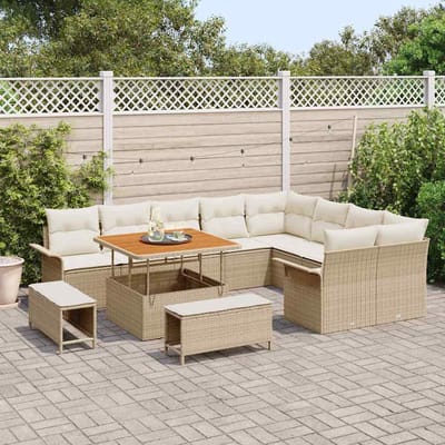 vidaXL - Tuinbank - Set - 12 - st - 11-Aantal - zitplaatsen - Beige - en - Crème