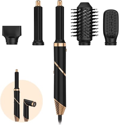Haarstyler Set - Föhn Borstel - Dagelijks Haar Stylen - 5-in-1 Verwisselbare Koppen - 8 x 17 x 35 cm