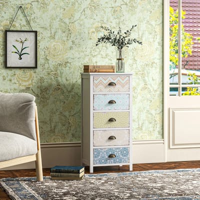 Pugsdrly Commode Ladekast Siedeboard modern design 5 lades 46 cm x 34 cm x 97.5 cm kleurrijk