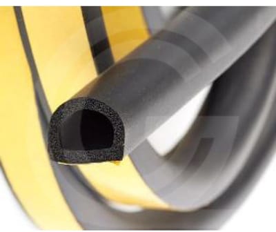 Tochtband sponsrubber - EPDM Mosrubber D profiel - Zelfklevend - 9 x 7,5 mm - 5 meter lang