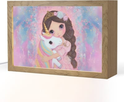Nachtlampje 30x20 cm - Kinder lampje - Meisje - Eenhoorn - Glitter - Tafellamp kinderkamer - Slaapkamer lamp - Bedlamp kinderen - Kinderlampje stopcontact - Wandlamp babykamer - Nachtlampjes