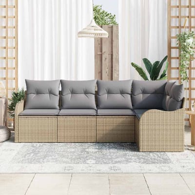 vidaXL Tuin Sofa Set 5 st Beige poly rattan