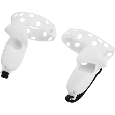 Controller Grip Cover Siliconen VR Handvat Beschermhoes Anti-Gooi Grip Cover Beschermer met Polsband voor Quest 2 white