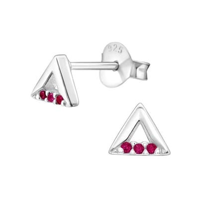 Aramat Jewels | Oorbellen | Zilveren Driehoek Oorbellen meisje | Paars | |5mm | Zilver | Kinderen | Verkleurd niet