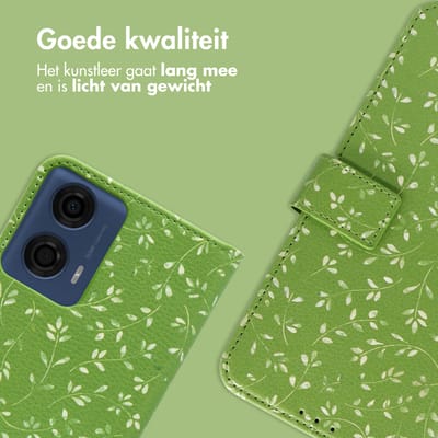 imoshion Hoesje - Geschikt voor Motorola Moto G04 / Motorola Moto G24 - Design Bookcase smartphone - Green Flowers