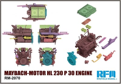 Rye Field Model Modelbouwpakket Militaire voertuigen - 2070 MAYBACH-Motor HL 230 P 30 Engine Plastic - 1:35 - Modelbouw