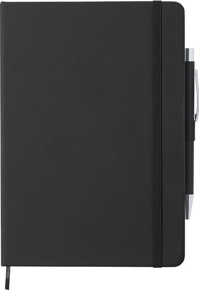 Notitieboek A5 - Notebook - Notitieboeken - Schrift - Hardcover - Met pen - Kunstleer - Zwart