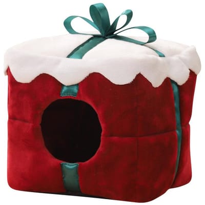 Nieuwjaar Kerst Hamsternest Goudhamster Winter Warm Nest Cavia Hamster Katoenen Nest Vakantiesfeer Meubels Quadrate black