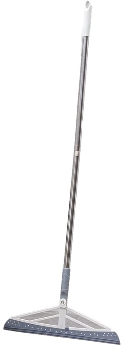 PolkaHome Siliconen Rubberen Bezem en Vloertrekker - Douchewisser - Wisser - Multifunctionele Vloerwisser en Raamtrekker - 180° Draaibare Bezem (125x35 cm) - Voor Droog & Nat Gebruik (grijs)