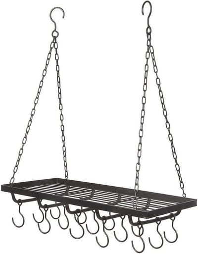 Zwarte Panhanger van Smeedijzer 74 x 60 x 28 cm