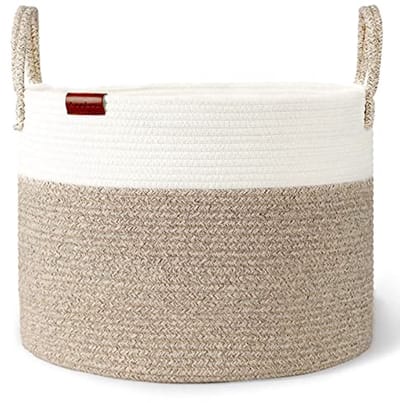 Katoenen wasmand en opbergmand - Geweven opvouwbare speelgoedmand 42 x 38 cm