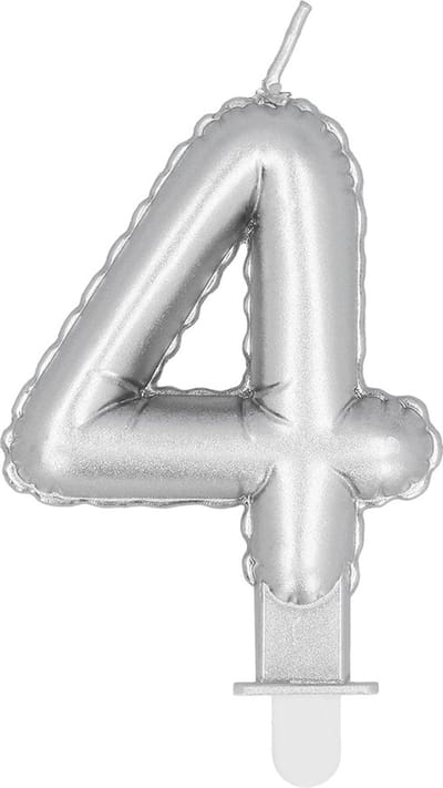 Boland - Kaarsje '4' zilver 4 Zilver - Geen thema - Verjaardag - Jubileum
