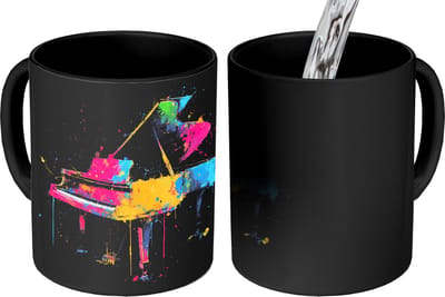 Magische Mok - Foto op Warmte Mokken - Koffiemok - Piano - Kleurrijk - Verf - Modern - Magic Mok - Beker - 350 ML - Theemok