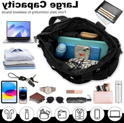 Grote capaciteit schoudertas voor dames, verstelbare crossbody tas voor dagelijks gebruik, winkelen en reizen