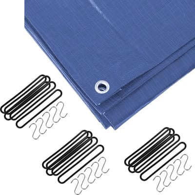 Benson - Afdekzeil blauw 3 x 4 meter met 15x spanrubbers en S-haken