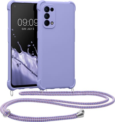 kwmobile telefoonhoesjegeschikt voor Oppo Find X3 Lite - Hoesje van siliconen met telefoonkoord - In lavendel