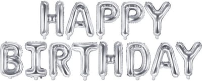 Happy birthday Slinger Ballon Verjaardag Versiering Ballonnen Decoratie Feest Versiering Zilver Slingers - 1 Stuk