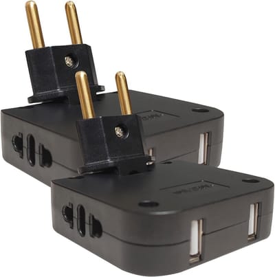 Draaibare 4-in-1 Stopcontact Verdeler met 2 USB-Poorten en EU/US Adapters
