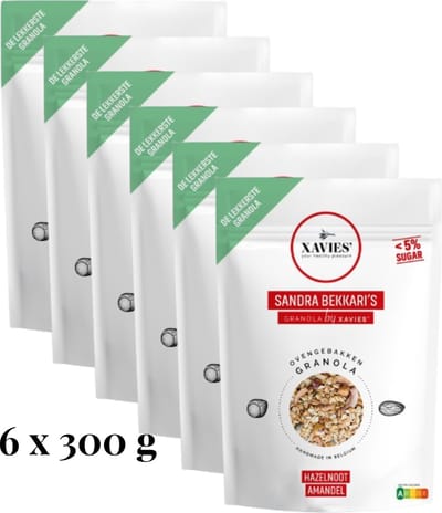 XAVIES' Granola Sandra Bekkari Hazelnoot-Amandel 6 x 300 g