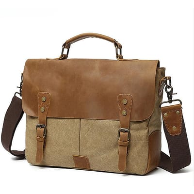 Canvas Schoudertas Casual Crossbody Tas voor Heren en Dames Fotografie Cameratas Messenger Bag 13 inch kaki