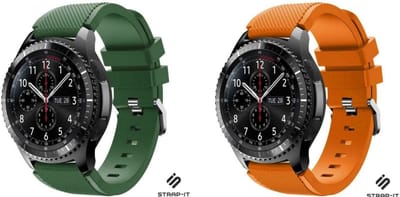 Strap-it Bundel van 2 Siliconen Banden - Legergroen & Oranje - Geschikt voor Samsung Galaxy Watch 46mm - Horlogeband / Polsband / Armband / Sportarmband - Siliconen Armband - Waterbestendig & zweetbestendig - Flexibel & comfortabel