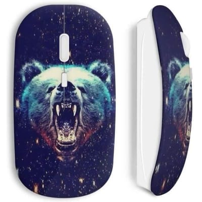 Souris sans fil - Ours Style - Bleu - Compatible Mac et PC - Clé USB incluse - Technologie sans fil