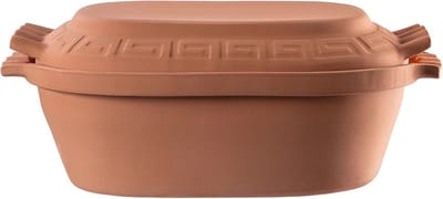 Ovale Keramische Kleibrader voor Vetvrij Koken - Stoompan van Natuurlijke Materialen - 6 Liter