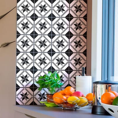 Zelfklevende tegelmuurstickers voor keuken en badkamer - 24 cementtegelstickers, Azulejos Miguel-stijl - 24 stickers, 15x15 cm