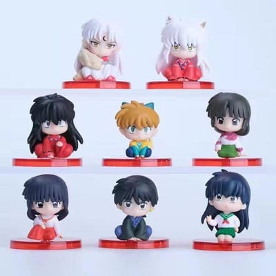 8 stuks Anime Inuyasha Sesshomaru Kikyo En Kagome Figuur Model Bureau Auto Ornamenten Pop Jongen En Meisje Trendy Speelgoed Verzamelaar Cadeau goud