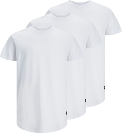 Jack & Jones Heren T-Shirt JJENOA 3 Pack regular fit Wit S Ronde Hals Volwassenen gemaakt van 100% katoen