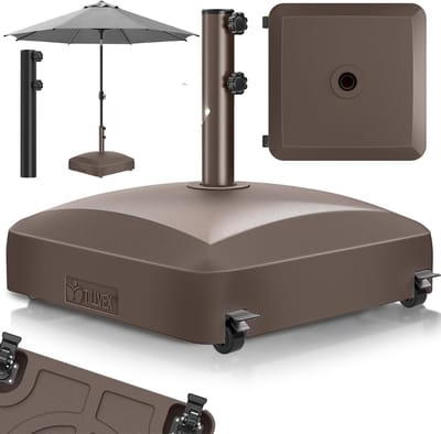 ZMR® Parasolvoet Vulbaar - Parasolvoet - Parasolvoet op Wielen - Bruin - 54cm x 54cm x 18cm