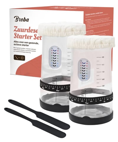 Zuurdesem Starter Set voor zelf Zuurdesem Starter Maken - Fermentatiepot Zuurdesem Brood Maken - Zuurdesem Pot 2-Pack