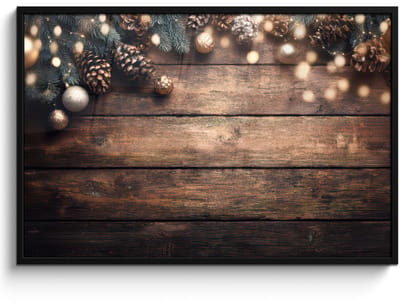 Poster in lijst - Fotolijst 120x80 cm - Posters - Kerstdecoratie - Houten - Dennenappel - Bruin - Posterlijst zwart - Decoratie - Wanddecoratie woonkamer - Muurdecoratie slaapkamer - Kerstversiering - Kerstdecoratie voor binnen - Kerstmis