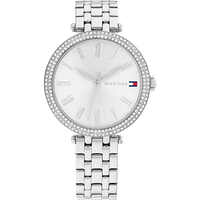 Tommy Hilfiger TH1782719 NATALIE Dames Horloge - Mineraalglas - Staal - Zilverkleurig - 34 mm breed - Quartz - Vouw/Vlindersluiting - 3 ATM (spatwater)