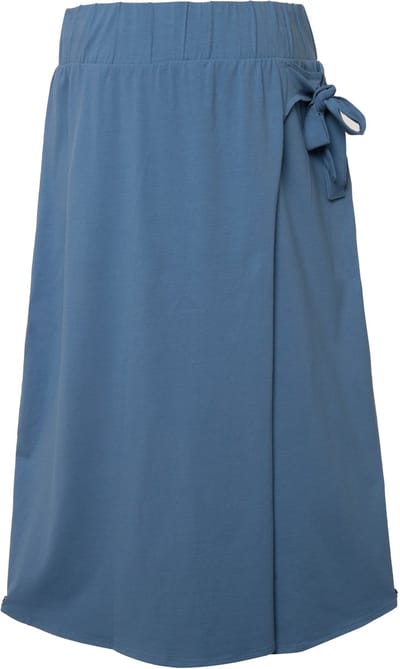 Ulla Popken - Dames - Jersey rok A-lijn wikkellook biologisch katoen GOTS - Rookblauw - Maat 46+