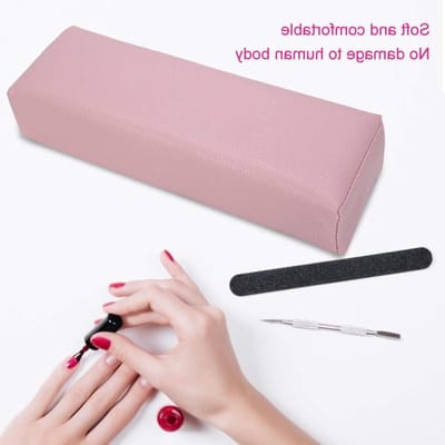 Zachte Kussen voor Nagelondersteuning, Afneembare PU Leren Armsteun voor Nagelkunst, Ideaal voor Thuis, Nagelschool en Manicures - 30x9.4x6.6 cm (Roze)