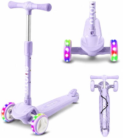 Suotu Kinderstep - Step - 3 Lichtgevende Wielen - EXTRA BREEDE WIELEN - Step 3+ Jaar tot 50kg - Speelgoed Jongens/Meisjes - Lichtpaars