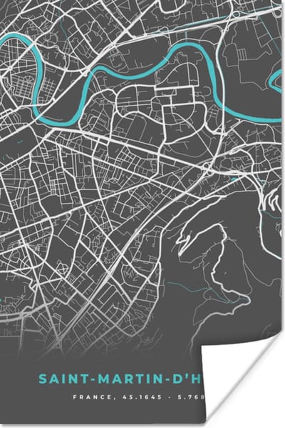 Poster Saint-Martin-D'Hères - Frankrijk - Plattegrond - Stadskaart - Kaart - 120x180 cm XXL
