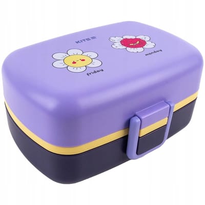 Kite Lunchbox 1150ml Paars met Bestek en Inzetbakjes