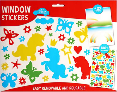 Raamstickers 'Eenhoorn/Dieren' 100 Stuks - Raamstickers voor Kinderen - Raamstickers Auto