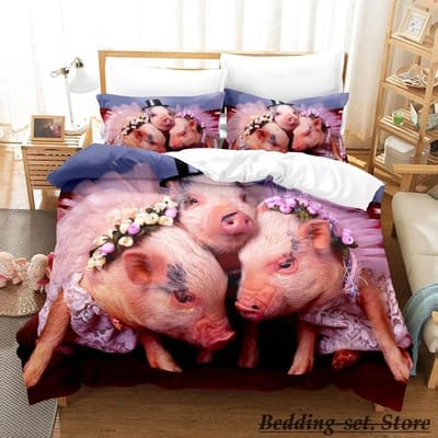 Grappige Varken Beddengoed Set Eenpersoons Twin Vol Queen King Size Bed Set Volwassene Kind Slaapkamer Dekbedovertrek Sets Anime parure de lit Bed 70x133cm 2pcs