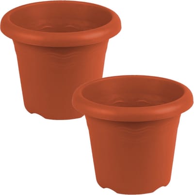 Hega Hogar Plantenbak - 6x stuks - Terra cotta - kunststof - D22 x H17,5 cm - Plantenbakken/bloembakken voor buiten