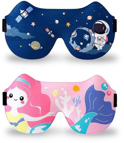 2 Stuks Slaapmasker Kinderen - 3D Slaapbril - Comfortabel voor Thuis & Reizen
