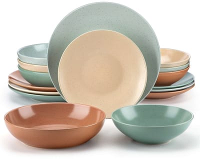 Luxe Serviesset - 16 delig – 4 persoons – Steengoed - Bordenset – Dinner platen – Dessertborden - Soepplaat - Kom - Veelkleurig