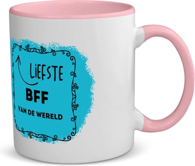 Akyol - liefste bff van de wereld koffiemok - theemok - roze - Vriend - de liefste beste vriend - verjaardag - cadeautje voor beste vriend - beste vriend artikelen - kado - geschenk - 350 ML inhoud